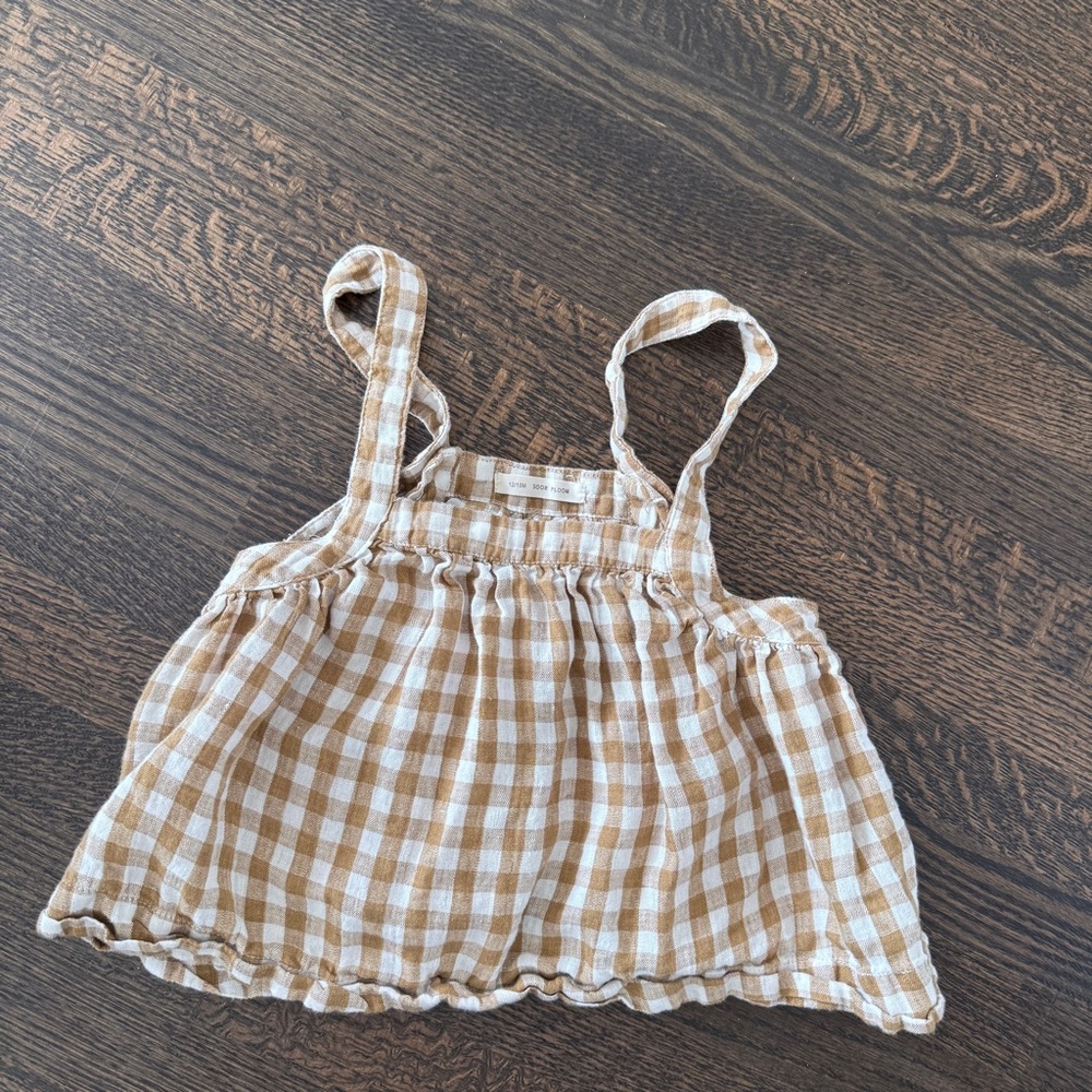 Soor Ploom Eloise Brown and White Gingham Pinafore